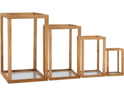 Lanternes en bois et verre (Lot de 4)