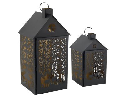 Lanternes en métal noir Maison Cerf (lot de 2)
