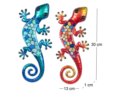 Lézard décoratif en métal et verre avec mosaique (Lot de 2)