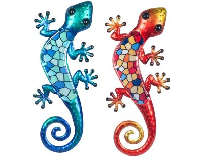 Lézard décoratif en métal et verre avec mosaique (Lot de 2)