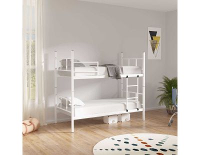 Lit superposé en métal 200 x 90 cm Defne (Blanc)