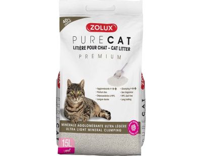 Litière agglomérante premium Pure cat 15L