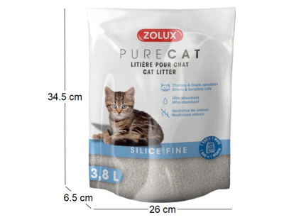 Litière silice fine Purecat 3.8 litres