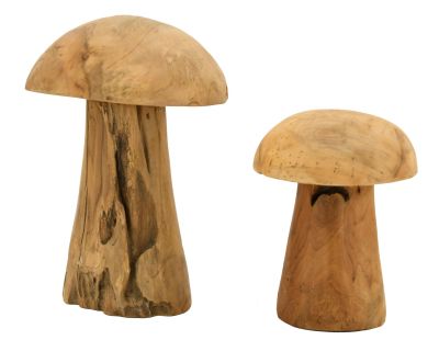 Champignons en teck naturel (Lot de 2)