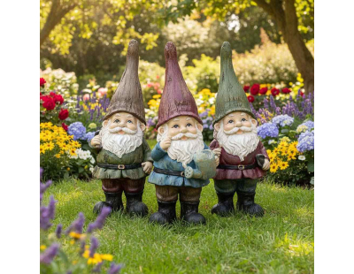 Lot nains de jardin assortis en résine (25 cm)