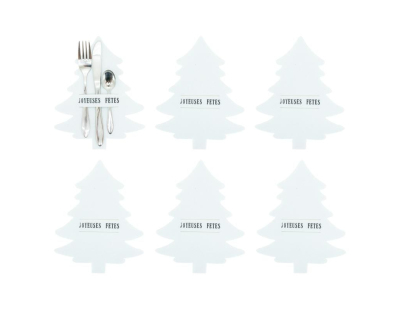 Porte-couverts de noel en feutrine (Lot de 24) (Blanc)