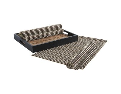 Sets de table en bambou (lot de 6) + plateau