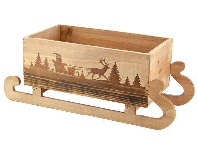 Luge en bois avec décor de Noël