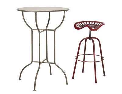 Table haute mange-debout en métal laqué (Gris antique)