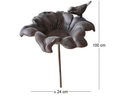 Mangeoire à oiseaux en fonte Fleur 24 x 100 cm