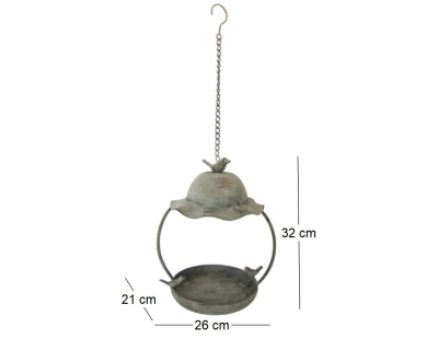 Mangeoire à suspendre en fer patiné chapeau