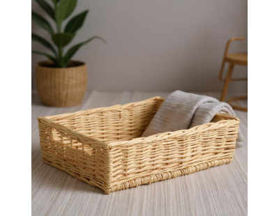 Manne en osier naturel avec passe-main (Panier seul)