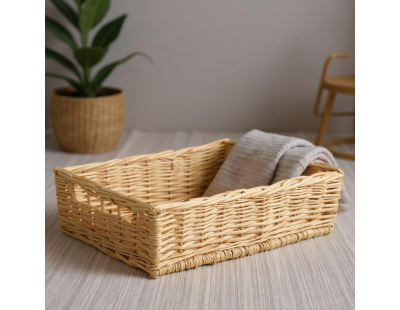 Manne en osier naturel avec passe-main (Panier 50 x 34 cm Panier 50 x 34 cm)
