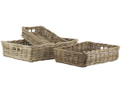 Panier de rangement en rotin naturel (34 x 26 x 18 cm)