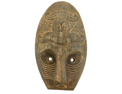 Masque ethnique en bois patiné