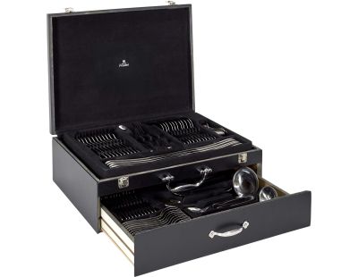 Ménagère 84 pièces en inox coffret en bois avec tiroir