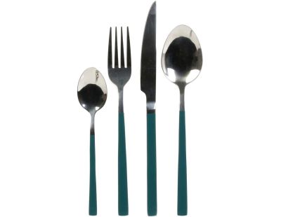 Ménagère 16 pièces en inox manche coloré (Vert)