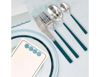 Ménagère 16 pièces en inox manche coloré (Vert)