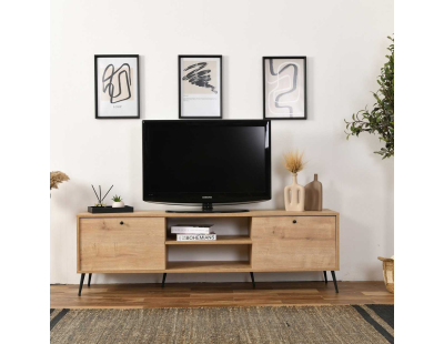 Meuble TV en aggloméré Calvin (180 x 41 x 55 cm - chêne)