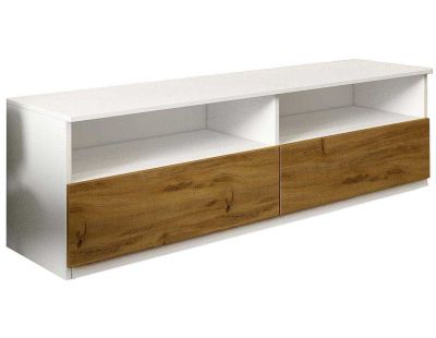 Meuble TV en aggloméré Centra (Blanc et bois)