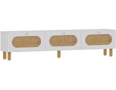 Meuble TV en aggloméré Elena (Blanc avec jute)