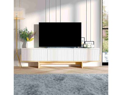 Meuble TV en aggloméré Hege (Blanc et chêne)