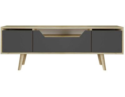 Meuble TV en aggloméré 150 x 29.8 x 53 cm Roma (Anthracite et chêne)