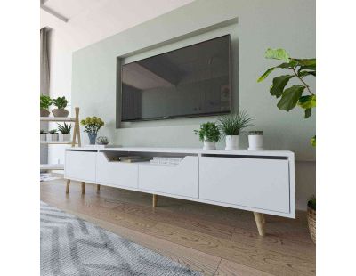 Meuble TV en aggloméré 180 x 29.8 x 48 cm Roma (Blanc)