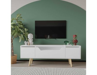 Meuble TV en aggloméré 150 x 29.8 x 53 cm Roma (Blanc)