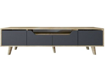 Meuble TV en aggloméré 180 x 29.8 x 48 cm Roma (Anthracite et chêne)