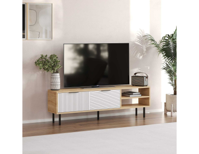 Meuble TV en aggloméré Venus (Blanc et chêne)