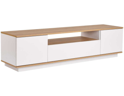 Meuble TV en aggloméré Veramont (Blanc et Chêne)