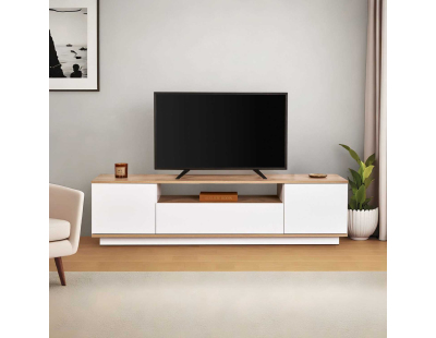 Meuble TV en aggloméré Veramont (Blanc et Chêne)