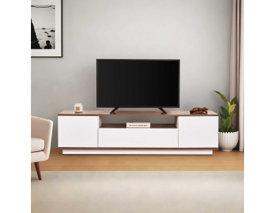 Meuble TV en aggloméré Veramont (Blanc et Noyer)