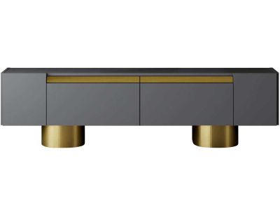 Meuble TV en aggloméré et métal Bohem (Anthracite et Doré)