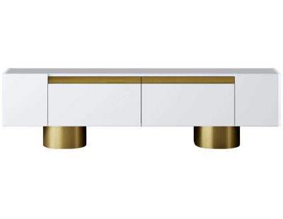 Meuble TV en aggloméré et métal Bohem (Blanc et Doré)