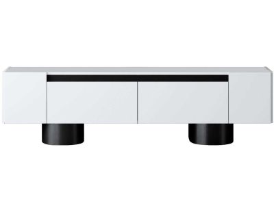 Meuble TV en aggloméré et métal Bohem (Blanc et Noir)