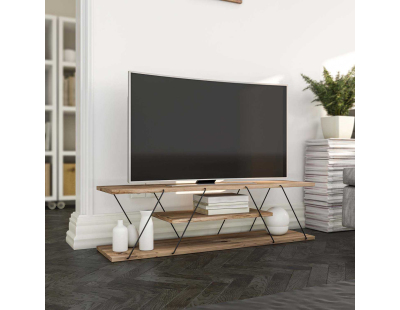 Meuble tv en aggloméré et métal Canaz (Beige, Noir)