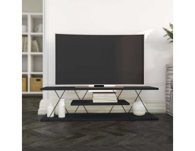 Meuble tv en aggloméré et métal Canaz (Anthracite, Gris)