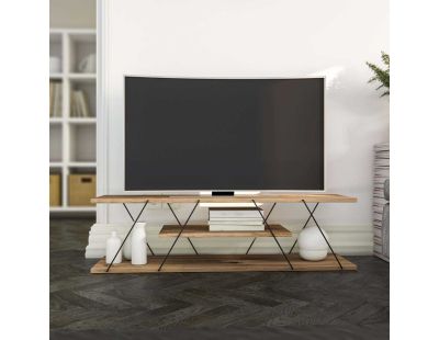 Meuble tv en aggloméré et métal Canaz (Beige, Noir)