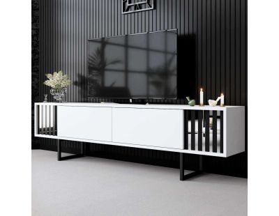 Meuble TV en aggloméré et métal Chrome Line (Blanc)