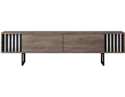 Meuble TV en aggloméré et métal Chrome Line (Noyer)