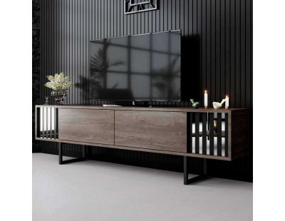 Meuble TV en aggloméré et métal Chrome Line (Noyer)
