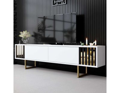 Meuble TV en aggloméré et métal Gold Line (Blanc)