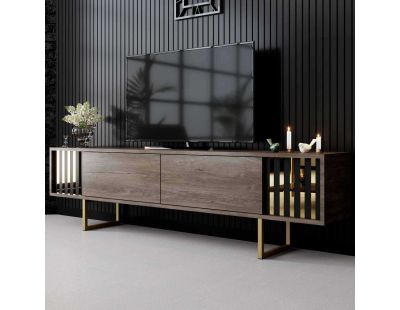 Meuble TV en aggloméré et métal Gold Line (Noyer)