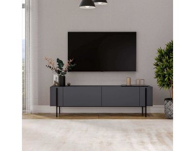 Meuble TV en aggloméré et métal Herman (Anthracite)