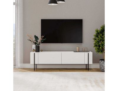 Meuble TV en aggloméré et métal Herman (Blanc)