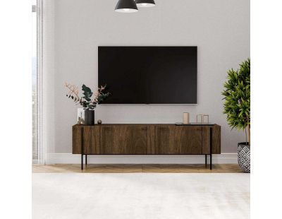 Meuble TV en aggloméré et métal Herman (Noyer)