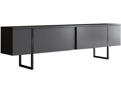 Meuble TV en aggloméré et métal Luxe (Anthracite + noir)