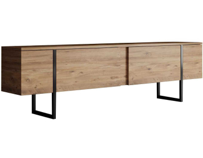 Meuble TV en aggloméré et métal Luxe (Pin, noir)